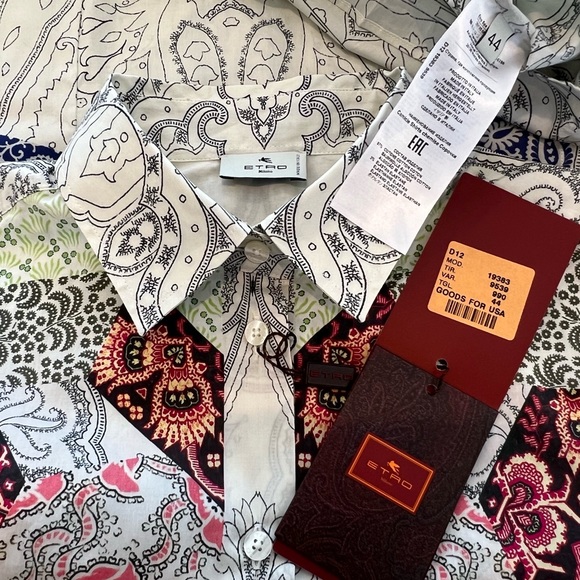 ETRO WHITE MULTI COTTON SHIRT SIZE IT 44 / US 8 NWTS! - Picture 17 of 17